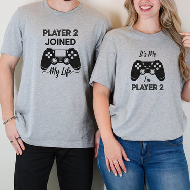 Gamer Player 2 Joined My Life It's Me Player 2 Matching T-Shirts For Couples